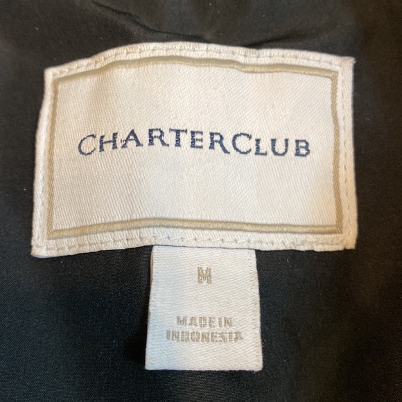 Charter Club Black with embossed velvet design full zip Vest Sz Medium - Picture 6 of 10